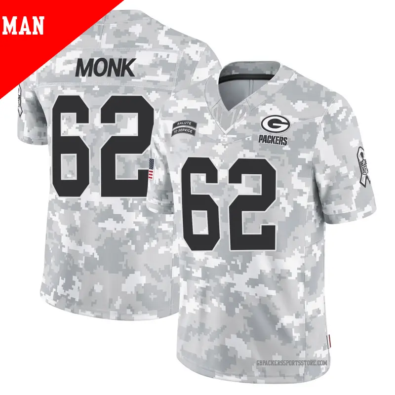 Men's ＃62 Jacob Monk Green Bay Packers Limited Arctic Camo 2024 Salute to Service Jersey