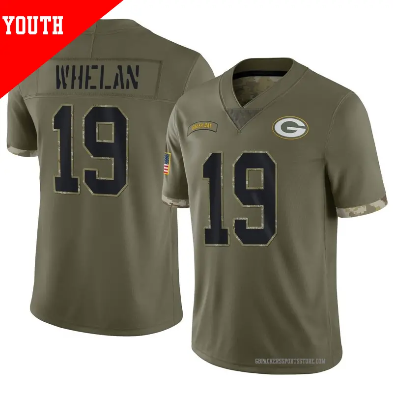 Youth ＃19 Daniel Whelan Green Bay Packers Limited Olive 2022 Salute To Service Jersey